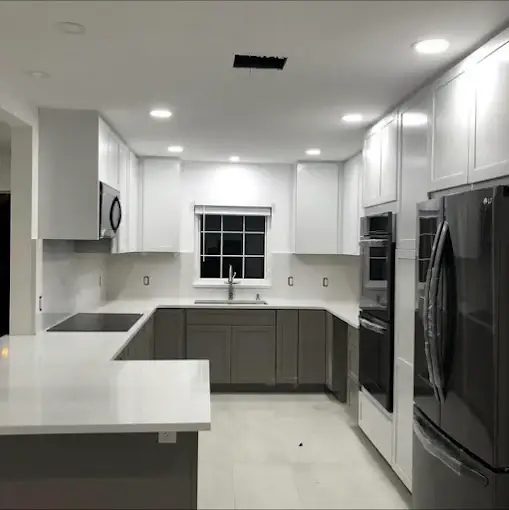 White Quartz Kitchen Countertops project completed by Venet LLC in Tampa Bay, Florida
