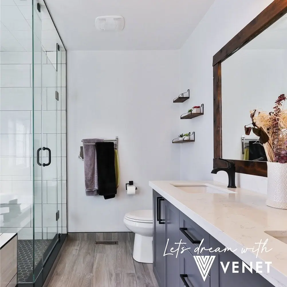 Frameless Shower Vanity project completed by Venet LLC in Tampa Bay, Florida